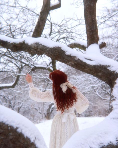 Winter Themed Photoshoot, Cottagecore Winter Aesthetic, Winter Cottagecore Aesthetic, Winter Princess Aesthetic, Cottage Core Winter, Winter Senior Pictures, Winter Cottagecore, Ethereal Photography, Winter Shoot