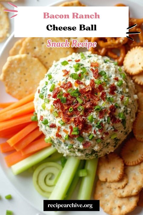 Bacon Ranch Cheese Ball Cheese Ball With Bacon Bits, Cheddar Bacon Ranch Cheese Ball, Bacon Ranch Cheese Ball Recipe, Bacon Ranch Cheeseball, Ranch Cheeseball, Bacon Ranch Cheese Ball, Ranch Cheese Ball, Cheddar Cheese Ball, Cheese Ball Recipes Easy