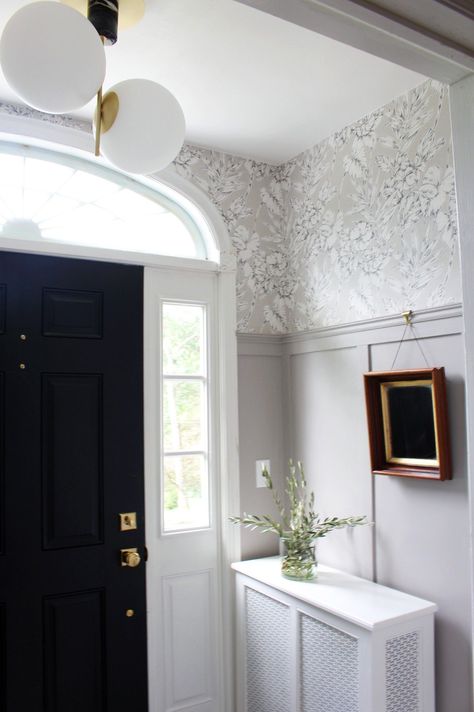 Foyer Vestibule Entryway, Vestibule Wallpaper Entryway, Foyer Wallpaper Entryway Wallpapers, Modern Colonial Foyer, Foyer Wallpaper Ceiling, Entryway Molding Ideas Hallways, Small Foyer Ideas Entryway Wallpaper, Foyer Ideas Entryway Wallpaper, Wallpaper Entryway Ceiling