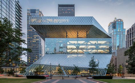 Seattle Library, Seattle Central Library, Building Skin, Beautiful Library, Library Architecture, Central Library, Modern Architects, Design Theory, Urban Fabric