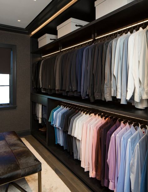 Men Closet Luxury, Mens Walk In Closet, Mens Closet Organization, Men's Closet, Closet Organization Ideas, Dressing Room Closet, Dream Closet Design, Pants Rack, Beautiful Closets