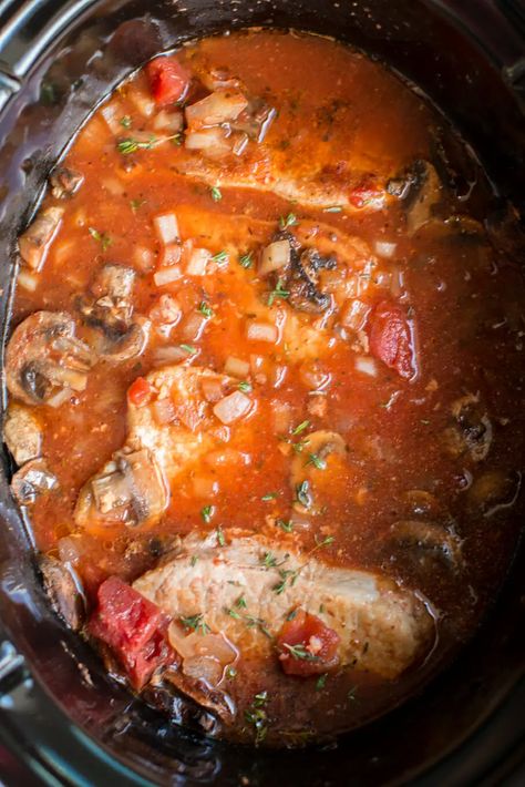 Slow Cooker Pork Chop Cacciatore Magical Slow Cooker, Pork Crockpot Recipes, Pork Chop Recipes Crockpot, Slow Cooker Recipes Pork, Cacciatore Recipes, Chicken Cacciatore Recipe, The Magical Slow Cooker, Crockpot Pork Chops, Slow Cooker Pork Chops