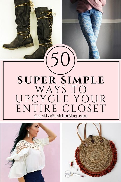 Upcycle and refashion your entire closet with over 50 simple tutorials anyone can do! Learn to make your own tops, dresses, pants, and even accessories with these simple printables, videos, and pictorials. This ultimate resource includes no sew projects and sewing tutorials included. #refashion #upcycle #sew Sewing Projects Thrift Flip, Upcycle Clothes 2023, How To Restyle Old Clothes, Simple Sewing Clothes, Fall Upcycle Clothes, Refashion Clothes Before And After, Upcycle Clothes Diy Refashioning Trash To Couture, Diy Outfits From Old Clothes No Sew, Diy Old Clothes To New Fashion