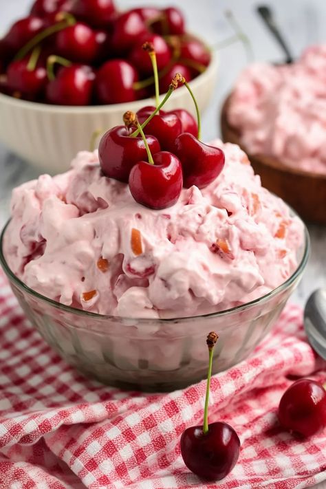 Cheesecake Fluff Dessert, Cream Cheese Fluff, Cherry Cheesecake Fluff, Cherry Fluff, Cheesecake Fluff, No Bake Cherry Cheesecake, Fruit Pie Filling, Pudding Flavors, Fluff Recipe