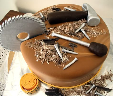 Woodworker Cake.. cake for the boys                                                                                                                                                      More Construction Cake, Tools Cake, Birthday Cake For Husband, Dad Birthday Cakes, Birthday Dogs, Cake For Husband, Fathers Day Cake, Tool Cake, Birthday Cakes For Men