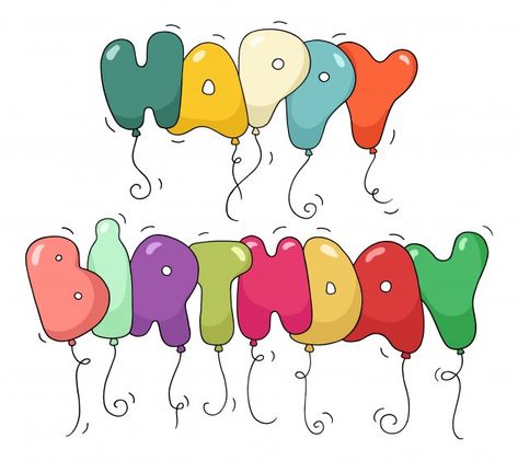 Happy Birthday Bubble Letters, Happy Birthday Calligraphy, Happy Birthday Template, Happy Birthday Celebration, Happy Birthday Lettering, Birthday Letters, Happy Birthday Greeting Card, Colorful Birthday, Happy Birthday Balloons