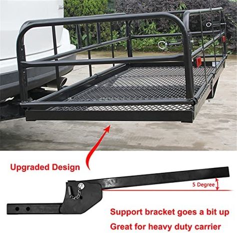 OKLEAD 400 Lbs Heavy Duty Hitch Mount Cargo Carrier 60" x 24" x 14.4" Folding Cargo Rack Rear Luggage Basket Fits 2" Receiver for Car SUV Camping Traveling : Amazon.co.uk: Automotive Hitch Mounted Cargo Carrier, Hitch Cargo Carrier, Camping Trailer Diy, Hitch Rack, Suv Camping, Trailer Diy, Cargo Rack, Bike Trailer, Cargo Carrier