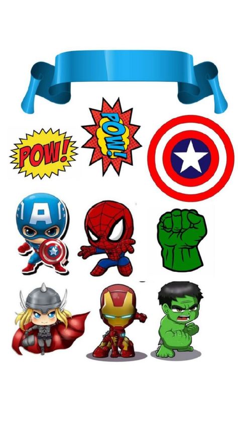 Avengers Topper, Avengers Names, Avengers Cake Topper, Superhero Cake Toppers, Frozen Cupcakes, Baby Avengers, Superhero Cartoon, Baby Boy 1st Birthday Party, Avengers Party