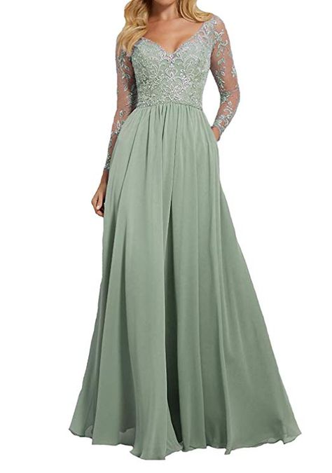 Light Sage Long Lace Bridesmaid Gowns 2019 Long Sleeves Wedding Formal Dress  | Home Bridesmaid Dress With Lace, Sage Green Lace Bridesmaid Dresses, Sage Bridesmaid Dresses With Sleeves, Sage Green Bridesmaid Dresses Long Sleeve, Sage Green Dress Formal Long Sleeve, Sage Green Lace Dress, Sage Green Dress Formal, Sage Green Long Sleeve Dress, Sage Green Long Dress