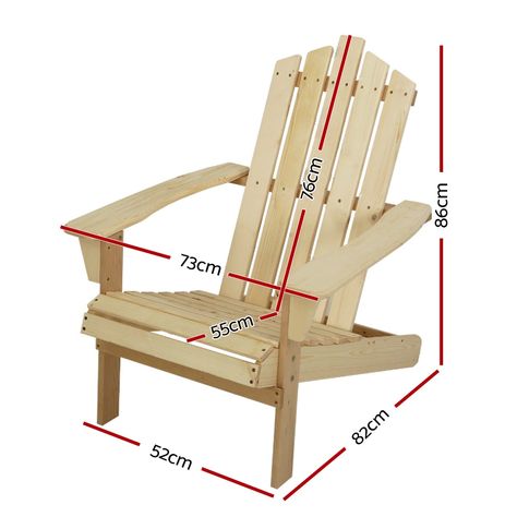 Gardeon Outdoor Sun Lounge Beach Chairs Table Setting Wooden Adirondack Patio Chair Light Wood Tone Outdoor Chairs Wooden, Wooden Beach Chairs, Modern Adirondack Chair, Beach Lounge Chair, Adirondack Chair Plans, Modern Adirondack, Sun Lounge, Deck Patio, Backyard Deck