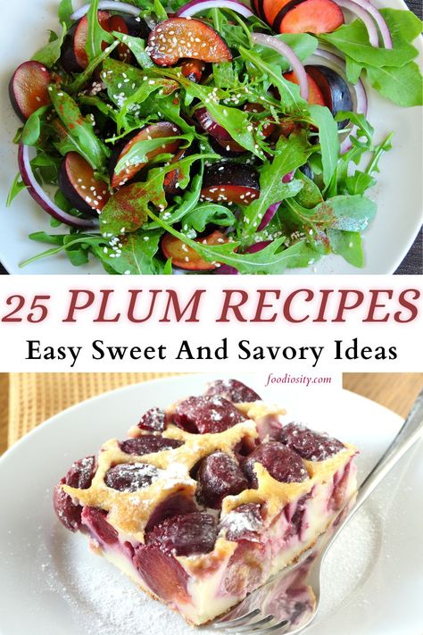 25 Plum Recipes - Easy Sweet And Savory Ideas - Foodiosity Plums Recipes Healthy, Blue Plum Recipes, Things To Make With Plums, Savory Plum Recipes, Recipes Using Canned Plums, Sour Plum Recipes, Plum Salad Recipes, Recipes Using Plums, Plum Recipes Savory