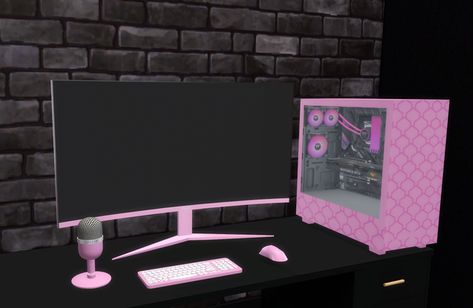 Pink Gaming Computer (Functional) | SimmerKate on Patreon Sims 4 Pc Gamer Cc, Sims 4 Pc Cc, Sims 4 Gamer Girl Cc, Sims 4 Cc Computer Functional, Sims 4 Cc Computer, Sims 4 Computer Cc, Sims 4 Office Cc, Sims 4 Office, Gaming Pc Set