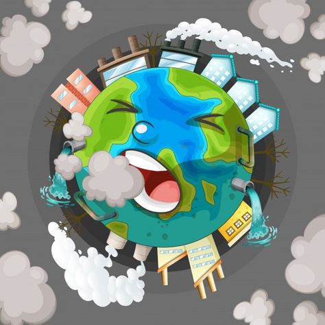 World Pollution Day, Polluted Earth, Air Pollution Project, Pollution Activities, Air Pollution Poster, Save Earth Drawing, Earth Icon, Earth Day Drawing, Planet Drawing