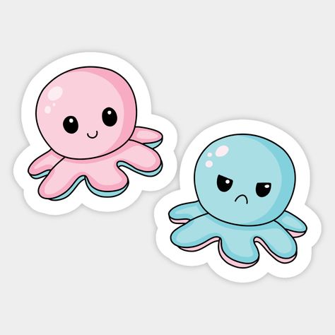 Mood Octopus, Octopus Sticker, Octopus Toy, Reversible Octopus, Sticker Design Inspiration, Preppy Stickers, Cute Easy Doodles, Cute Octopus, Cute Laptop Stickers