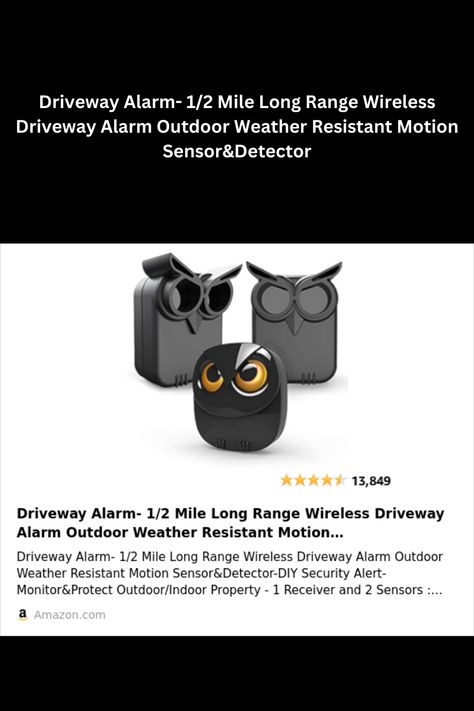 50-FT WIDE MOTION DETECTION RANGE : The motion sensor will detect moving people or vehicles from 35 feet to 50 feet in front of it. Improved motion detection chip and detection angle to reduce the false alarms from dead leaves/small animals/sunlight/wind/temperature changes and etc. It has 2 adjustable sensitivities( Low=35ft; High=50ft), ideal for driveways, walking paths,yard,garage,gate,pool and anywhere of your outdoor/indoor property you want to be alerted. Driveway Alarm, Garage Gate, Dead Leaves, Walking Paths, Amazon Store, Small Animals, Outdoor Indoor, Motion Sensor, Driveway