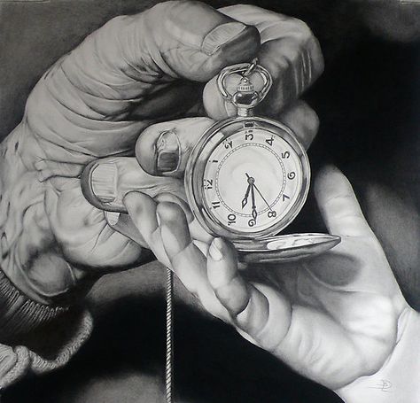 Such a beautiful drawing. The aged hand passing the pocket watch to the child's hand. Pocket Watch Drawing, A Level Art Themes, Pencil Art Love, Wake Up Earlier, Chicanas Tattoo, Watch Drawing, Artists Painting, Tote Bag Art, Growth And Decay