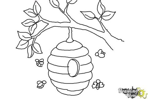 How to Draw a Beehive - Step 9 Bees Nest Drawing, How To Draw Bees, Hive Drawing, Beehive Drawing Simple, Draw Bee, Beehive Doodle, Cute Bee Hive Drawing, How To Draw A Beehive Step By Step, How To Draw A Bee