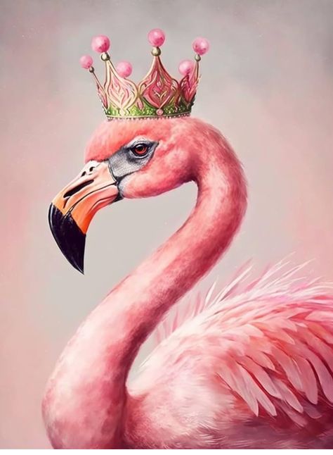 Flamingo Illustration Drawing, Flamingo With Crown, Flamingos Art Illustration, Pink Flamingo Aesthetic, Flamingo Pink Aesthetic, Whimsical Flamingo Art, Flamingo Illustration Graphics, Pink Flamingo Painting, Pink Flamingo Illustration