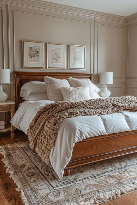 29 Beige Bedroom Ideas 9 Warm Tone Home Interior, Neutral Cosy Bedroom, Cosy Bedroom Colours, Beige And Wood Bedroom, Cosy Neutral Bedroom, Warm Wood Bedroom, Warm Tone Bedroom, Beige Bedroom Walls, Warm Toned Bedroom