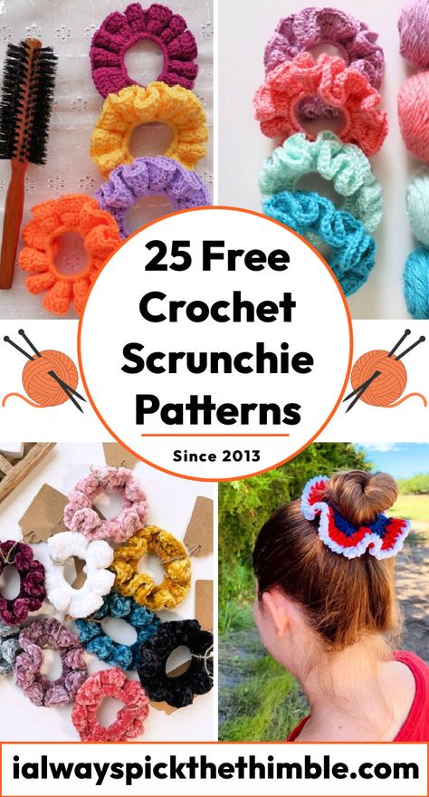 Crochet Large Scrunchies, Free Crochet Hair Tie Patterns, Crochet Hair Scrunchy Free Pattern, Scrunchies Pattern Free, Hair Accessories Crochet Pattern Free, Crochet Hair Tie Pattern Free, Crochet Patterns Scrunchies, Crochet Pattern Scrunchie, Scrunchie Pattern Crochet