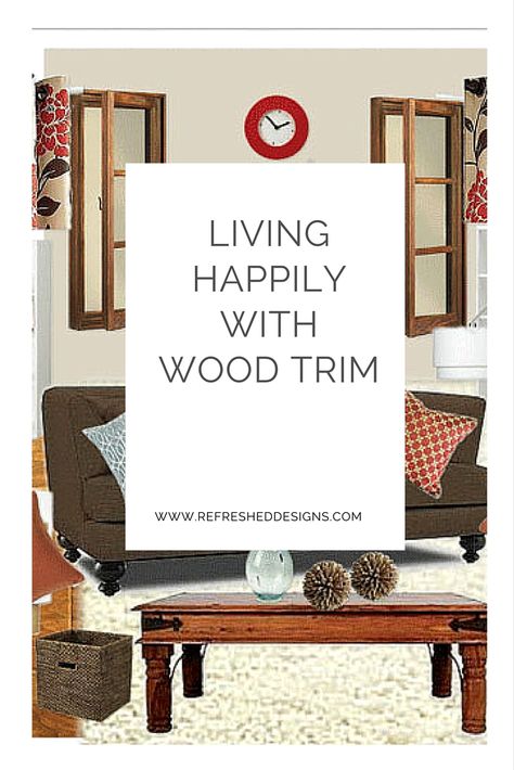 Living Room Dark Trim Light Walls, Paint Colors To Match Wood Trim, Boho Living Room Oak Trim, Rooms With Dark Wood Trim, Paint With Wood Trim Living Room, Light Walls Wood Trim, Natural Woodwork With Painted Walls, Gumwood Trim Living Room, Paint Colors With Wood Trim Old Houses