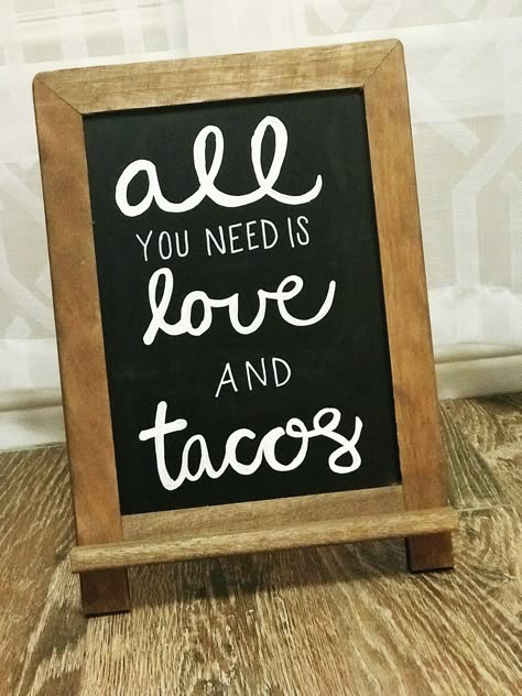 All you need is love & tacos chalkboard. Bridal shower fiesta. Engagement party fiesta. Chalkboard art. Fiesta chalkboard. Wedding fiesta chalkboard Taco Bout A Wedding Shower Ideas, Margaritas Wedding Reception, Taco Bar Engagement Party Ideas, Fiesta Bridal Shower Ideas Decoration, All You Need Is Love And Tacos, Mens Fiesta Theme Party, Taco About Love Couples Shower Decor, Fiesta Theme Wedding Shower Ideas, Taco Bar Bridal Shower Ideas