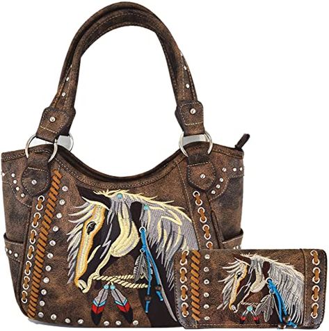 Western Cowgirl Style, Horse Country, Indian Quotes, Embroidered Horse, Leather Embroidery, Fringe Handbags, Concealed Carry Purse, Women Shoulder Bag, Western Cowgirls