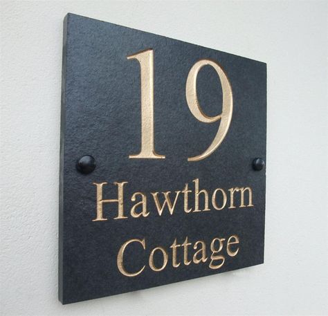 High Quality Deep Engraved  Slate House Signs Name Number 50cm x Various height sizes Ideal House Warming Gift by SlateworkSigns on Etsy House Signage, Slate House Numbers, House Name Plaques, Cottage Names, Victorian Hallway, House Name Signs, Gate Signs, Ideal House, Slate Signs