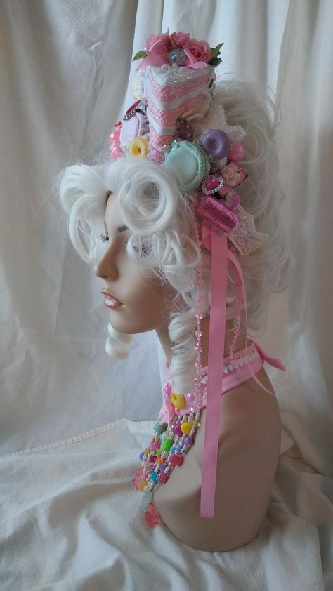 Cake Dress Costume, Marie Antoinette Headpiece, Candy Witch Costume, Cake Costume Women, Candy Headdress, Candy Headpiece, Candy Costume Diy, Candy Inspired Outfits, Candy Fairy Costume