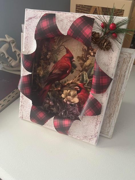 Busted Canvas, Dollar Tree Crafts Diy, Decoupage On Canvas, Christmas Crafts Diy Gifts, Snow Crafts, Christmas Picture Frames, Diy Spring Crafts, Crafts Decor, Canvas Painting Designs