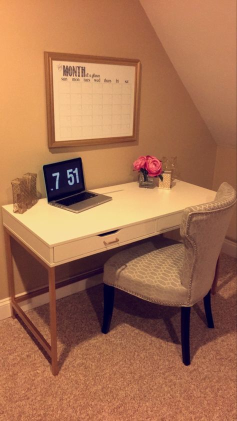 From Drab to Dreamy- #ikeahacks #ikea Ikea Alex Desk Hack, Ikea Alex Desk, Alex Desk, Desk Hacks, Ikea Alex, Ikea Desk, Gold Spray Paint, My Workspace, Gold Spray