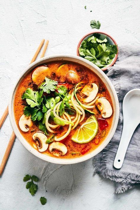 Vegan Tom Yum Soup | Evergreen Kitchen | Vegan, Gluten Free Buda Bowl, Vegan Tom Yum Soup, Vegan Tom Yum, Thai Hot And Sour Soup, Vegan Supper, Evergreen Kitchen, Tom Yum Soup Recipe, Thai Soup, Tom Yum Soup