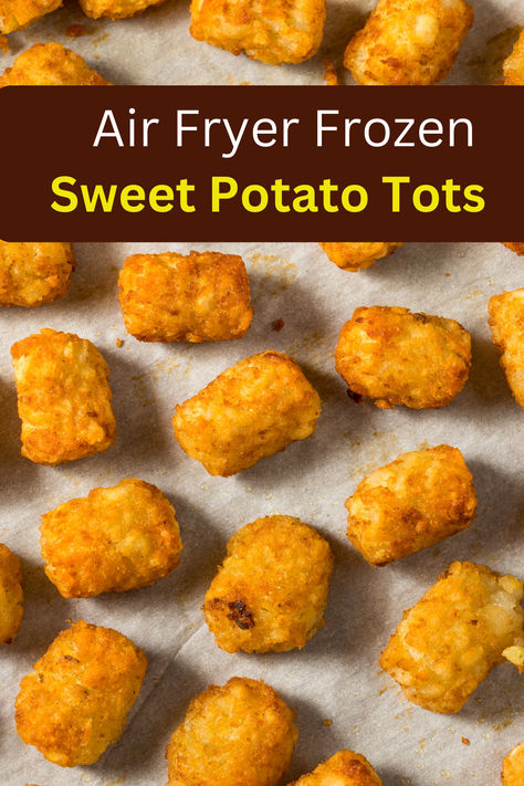 Crispy air fryer sweet potato tots require just five ingredients and a light spray of oil. You can prepare them in advance and freeze them, making it easy to pop them directly into the air fryer for a quick, kid-friendly snack or side dish. The recipe also includes instructions for baking these delicious sweet potato tots in the oven. Sweet Potato Toddler Recipes, Air Fryer Recipes Sweet, Sweet Potato Puffs, Easy Sweet Potato Recipes, Sweet Potato Tots, Freeze Sweet Potatoes, Potato Tots, Potato Puffs, Yummy Sweet Potatoes