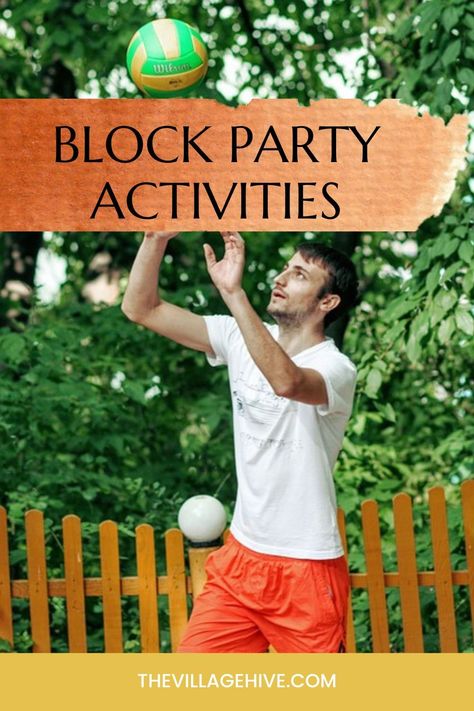 Neighbor Party Ideas, Hoa Ideas Block Party, Block Party Games For Adults, Block Party Birthday Party Ideas, Block Party Games For Kids, Neighborhood Block Party Games, Block Party Ideas Food, Neighborhood Halloween Block Party Ideas, Community Party Ideas