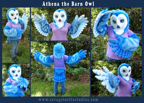 wings for bird suits: fursuit Fursuit Wings, Owl Fursuit, Bird Fursuit, Apoxie Sculpt, Blue Barn, Owl Costume, Fursuit Head, A Barn, Barn Owl