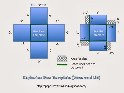 Paper Craft Studios: Explosion Box Tutorial (w/ Template) Exploding Box Template, Explosion Box Tutorial, Box Cards Tutorial, Craft Studios, Exploding Box Card, Box Invitations, Paper Box Template, Box Tutorial, Exploding Boxes