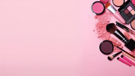 Pink Makeup Background, Cosmetic Background Design, Makeup Backgrounds Wallpapers, Pink Makeup Palette, Makeup Presentation, Cosmetics Background, Background Makeup, Pink Bg, Makeup Backgrounds