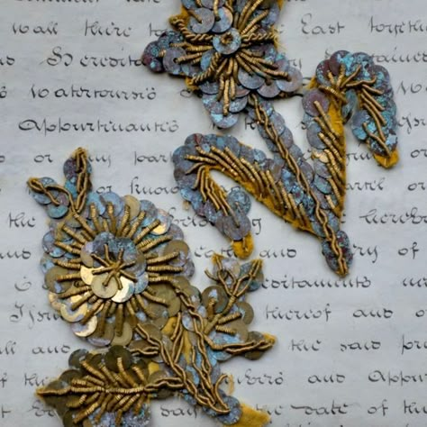 @decor_antiquaire on Instagram: "Early 19th Century Applique Flowers Convent Work. Gold coiled wire and Spangles . Available on Website APPLIQUE Section Follow LINK at top of page . #antiques#antique#textiles#applique#goldwork#conventwork#applique#flowerssewing#projects#antiquetextiles" Dabka Work, Applique Flowers, Ornament Drawing, Upcycle Sewing, Beautiful Prints, Fashion Designing, Gold Work, Antique Textiles, Hand Work