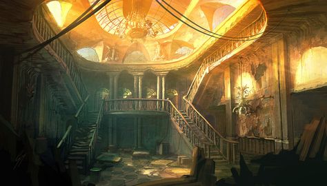 VG Concept "Theatre" by ANTIFAN-REAL on DeviantArt Bridge City, King Art, Fantasy Castle, Fantasy Places, House Art, Matte Painting, Environment Concept Art, Environmental Art, Fantasy Landscape