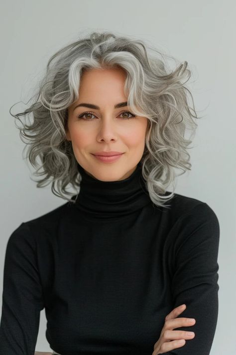 Curls With Layers, Curly Short Haircuts, Curly Hair Bob Haircut, Curly Silver Hair, Grey Inspiration, Grey Hair Over 50, Short Curly Hairstyles For Women, Hair Change, Layers Short