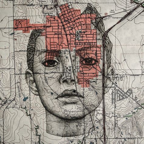 Topo Maps II on Behance Fragmented Faces, Map Art Illustration, Cartography Art, Compass Art, City Maps Design, Art Demo, Map Artwork, Geometric Drawing, Pop Art Comic