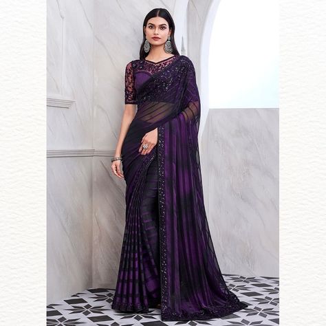 Lovely Silk Embroidered Designer Saree | Available Now Whether it’s a festival, wedding, or any other celebration, this saree set will make you feel confident and beautiful. With its exceptional craftsmanship, high-quality fancy silk fabric, and exquisite embellishments, this saree set is sure to make your special moments even more memorable. 💰 – $65.99/- USD – Unstitched 🔍 Product Code – “TFH290” 🛍️ Shop Now – https://www.empress-clothing.com [ Empress Clothing, Saree, Sarees, Saree O... Contemporary Saree, Sequins Saree, Sequin Saree, Purple Saree, Kurti Designs Latest, Party Sarees, Party Wear Lehenga, Wear Saree, Silk Sarees Online