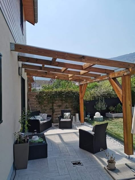 Small Outdoor Patios, Covered Patio Design, Rustic Patio, Building A Pergola, Wooden Pergola, Pergola Ideas, Patio Cover, Backyard Pergola, Patio Garden Design