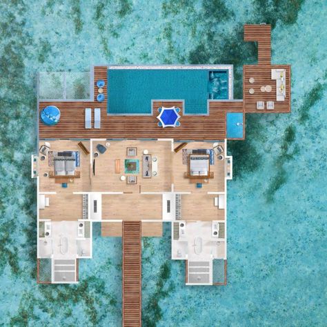 Two-bedroom Ocean Pool Villa – Pullman Maldives Maamutaa Resort Maldives Villas, Serenitea Pot, 2 Bedroom Villa, Bedroom Pool, Villa Ideas, Ocean Pool, Water Villa, My Standards, Maldives Resort