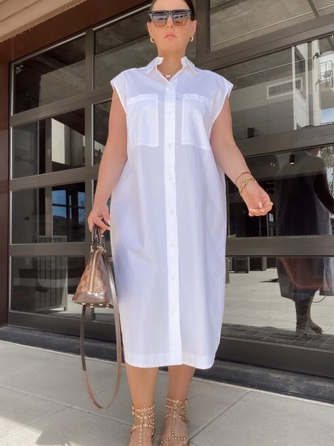 White Casual Dress Outfit, Shirt Dress Outfit Ideas, Julia Marie, Shirt Dress Outfit, Atlanta Fashion, Spring Outfit Ideas, Plain Dress, Casual Chic Outfit, Shirt Dresses