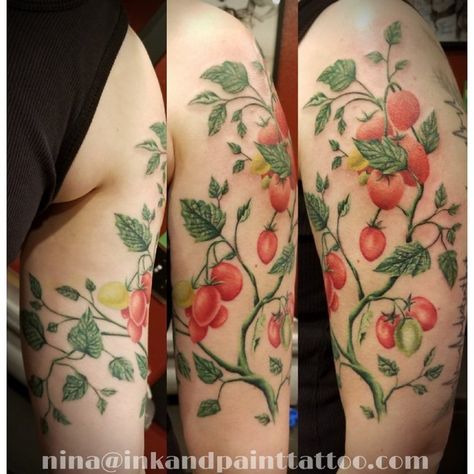 Tomato Vine Tattoo, Tomato Plant Tattoo, Tomato Tattoo, Garden Tattoos, Food Tattoos, Poppies Tattoo, Gorgeous Tattoos, Vine Tattoos, Plant Tattoo