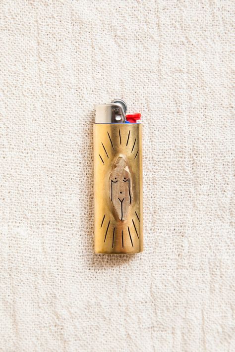 Lady Lighter Case – Earthen Lighter Art, Custom Lighters, Sculptural Ring, Cool Lighters, Lighter Case, Puff And Pass, Brass Lighting, Ceramic Studio, Unique Lighting