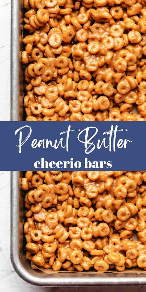 Peanut Butter Cheerio Bars (Three Ingredients) - I Heart Eating 3 Ingredient Cheerio Bars, Cheerios And Peanut Butter Bars, Homemade Cheerio Cereal Bars, Honey Nut Cheerios Peanut Butter Bars, Easy Cheerio Bars, Bars With Cheerios, Honeynut Cheerio Bars, Peanut Butter Cheerio Bars Marshmallows, No Bake Cheerio Peanut Butter Bars