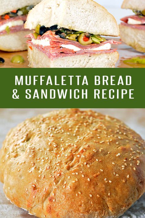 Easy Muffaletta Bread Recipe to make authentic Muffaletta Sandwiches. You'll feel like you're in New Orleans. #sandwichrecipes #muffalettasandwich #neworeleans Muffaletta Bread, Muffaletta Recipe, Muffuletta Recipe, Muffaletta Sandwich, Muffuletta Sandwich, Bread From Scratch, Healthy Bread Recipes, Mardi Gras Food, Sandwich Bread Recipes