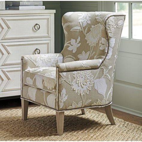 Barclay Butera Avery 30.5" Wide Down Cushion Wingback Chair | Wayfair Recover Chairs, Layering Textiles, Winged Chair, Upcycled Chairs, Upholstery Design, Barclay Butera, Country Decorating, Chair And A Half, Papasan Chair